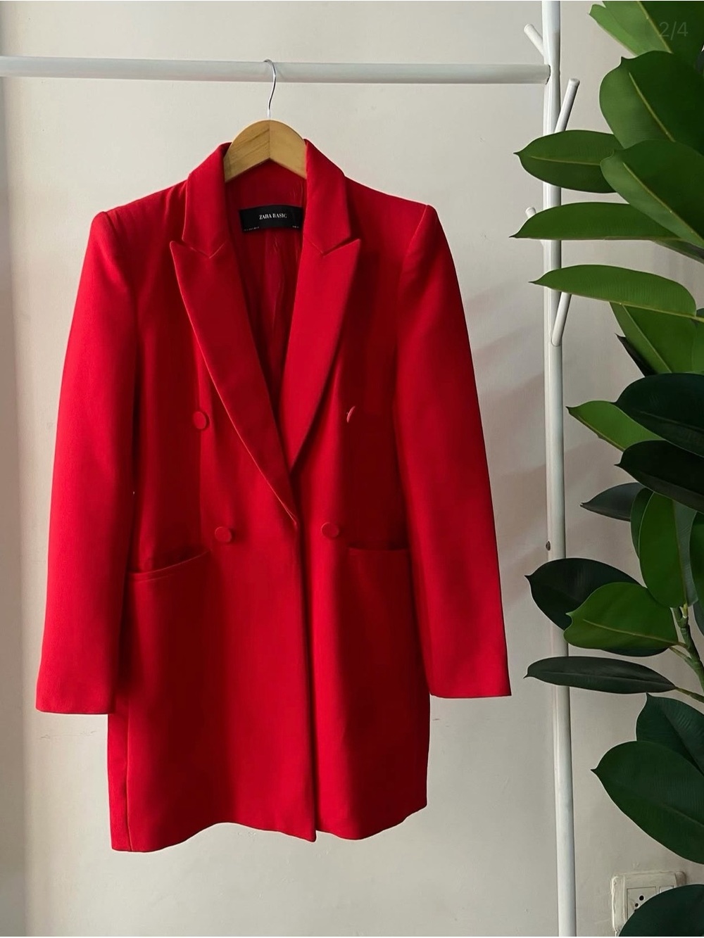 Zara Bold Red Double-Breasted Blazer Jacket